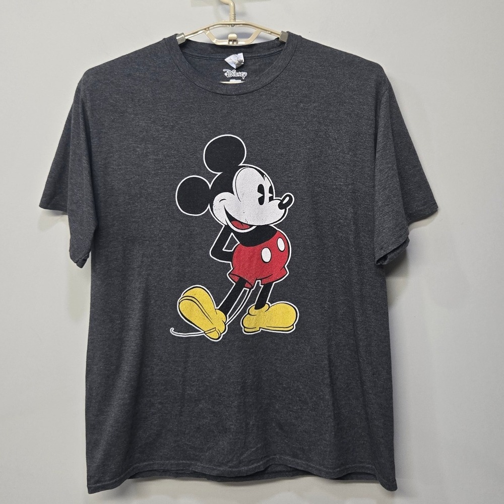 Disney‎ Mickey Mouse Graphic T Shirt Unisex XL Grey Classic Cartoon Fan Favorite